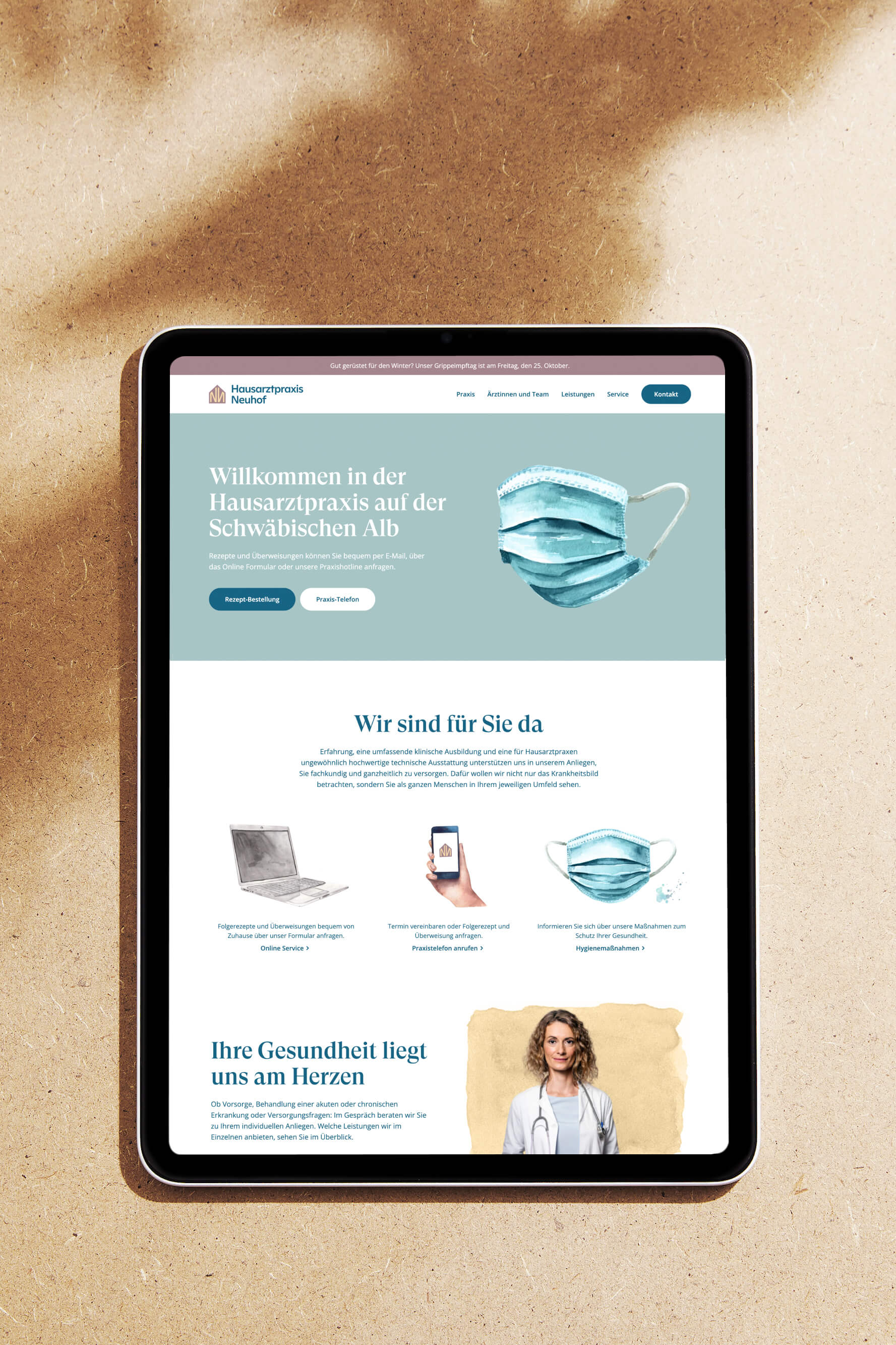 Hausarztpraxis Neuhof, Website Mockup