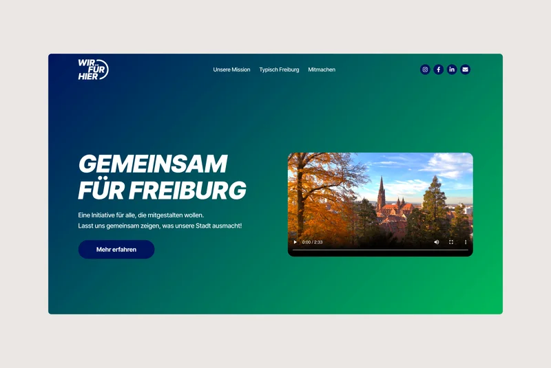 Wir für hier Freiburg, Website Mockup